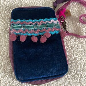 Natural Life wallet around zipper bom bom card holder boho New